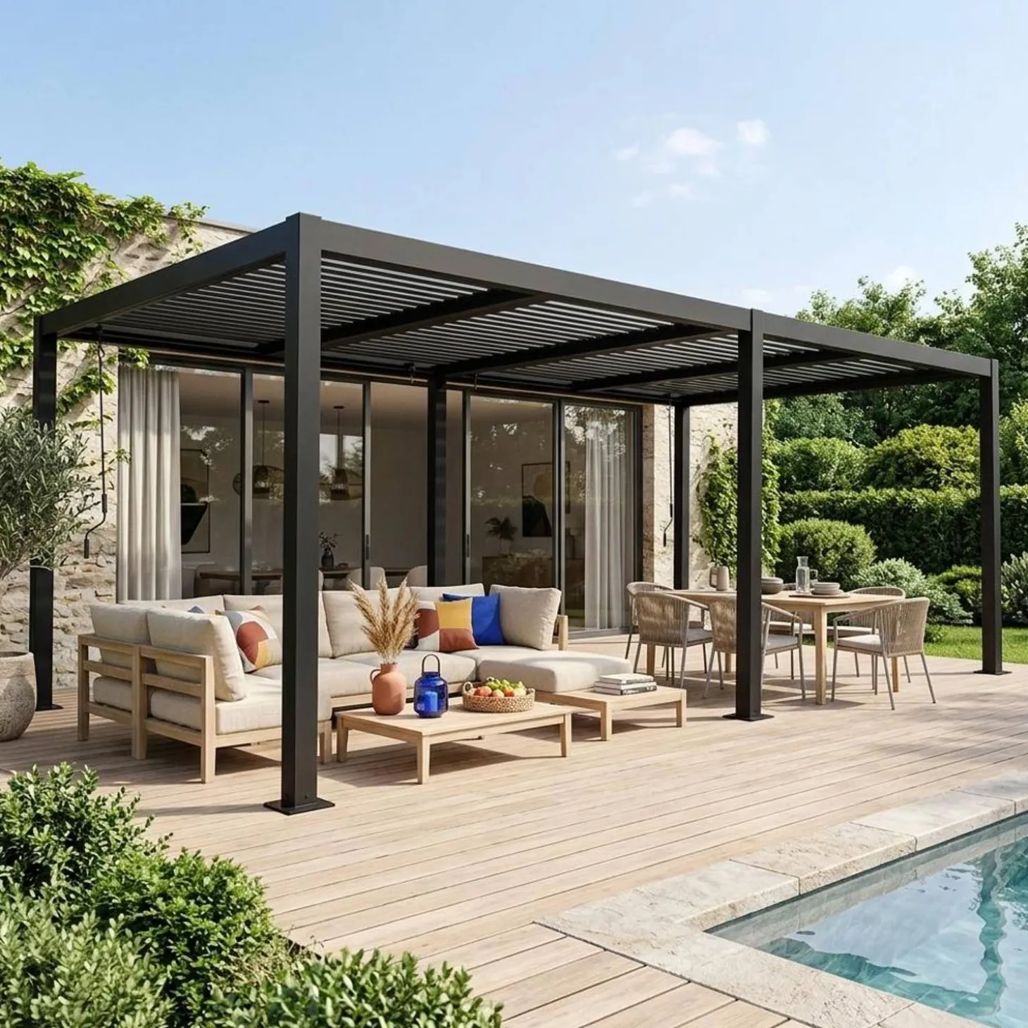 Pergola met lamellendak 6x3m verstelbare lamellen