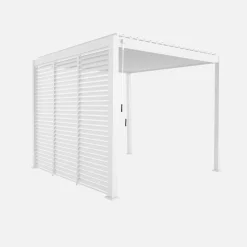 Pergola met lamellendak 3x3m V2 met 3 vaste lamellenwanden 100cm