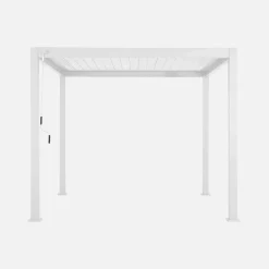 Pergola met lamellendak 3x3m V2 met 3 vaste lamellenwanden 100cm