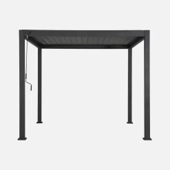 Pergola met lamellendak 3x3m V2 met 3 vaste lamellenwanden 100cm