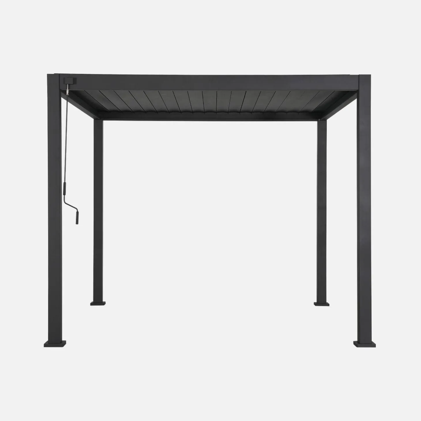Pergola met lamellendak 3x3m V2 met 3 vaste lamellenwanden 100cm