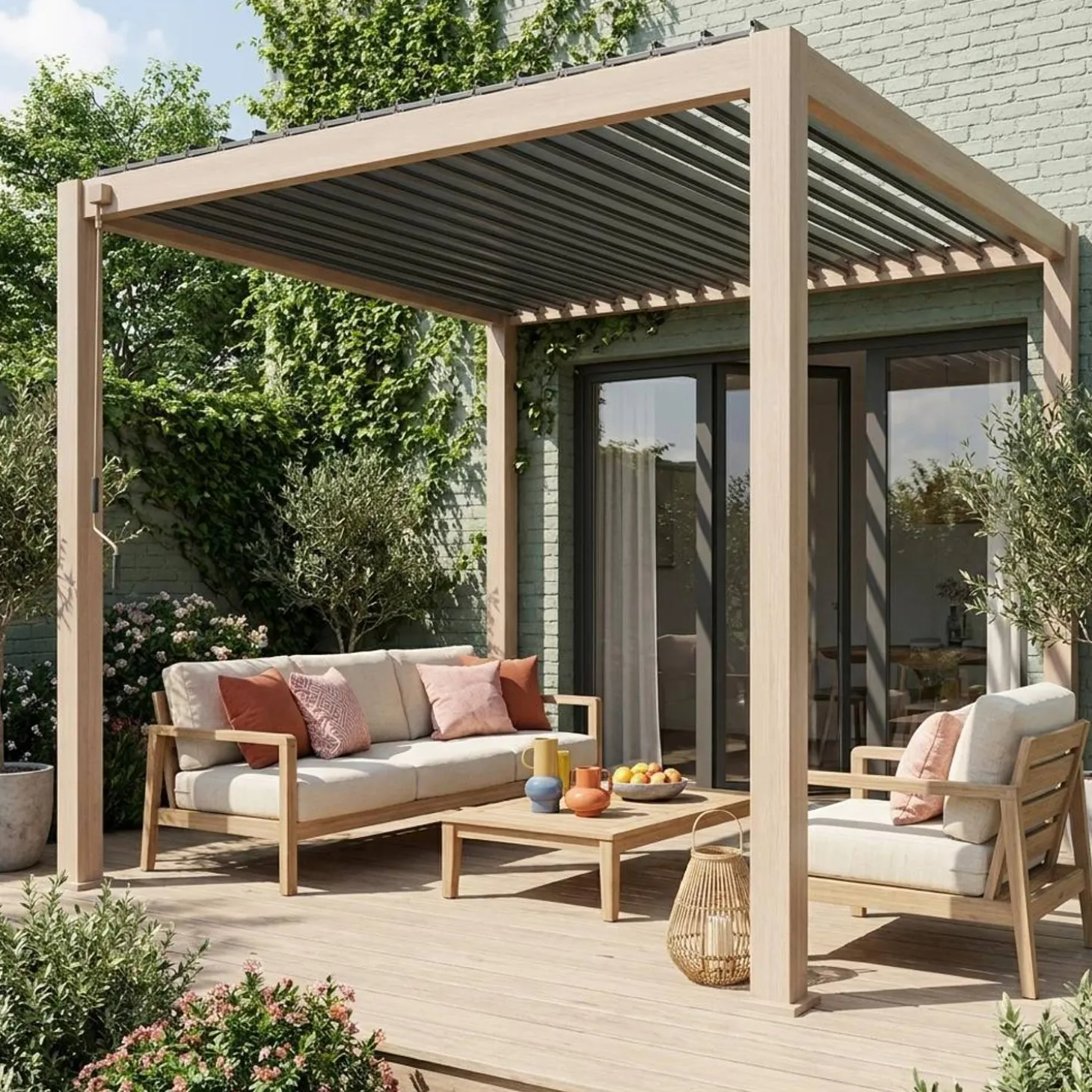 Pergola met lamellendak 3x3m V2 verstelbare lamellen
