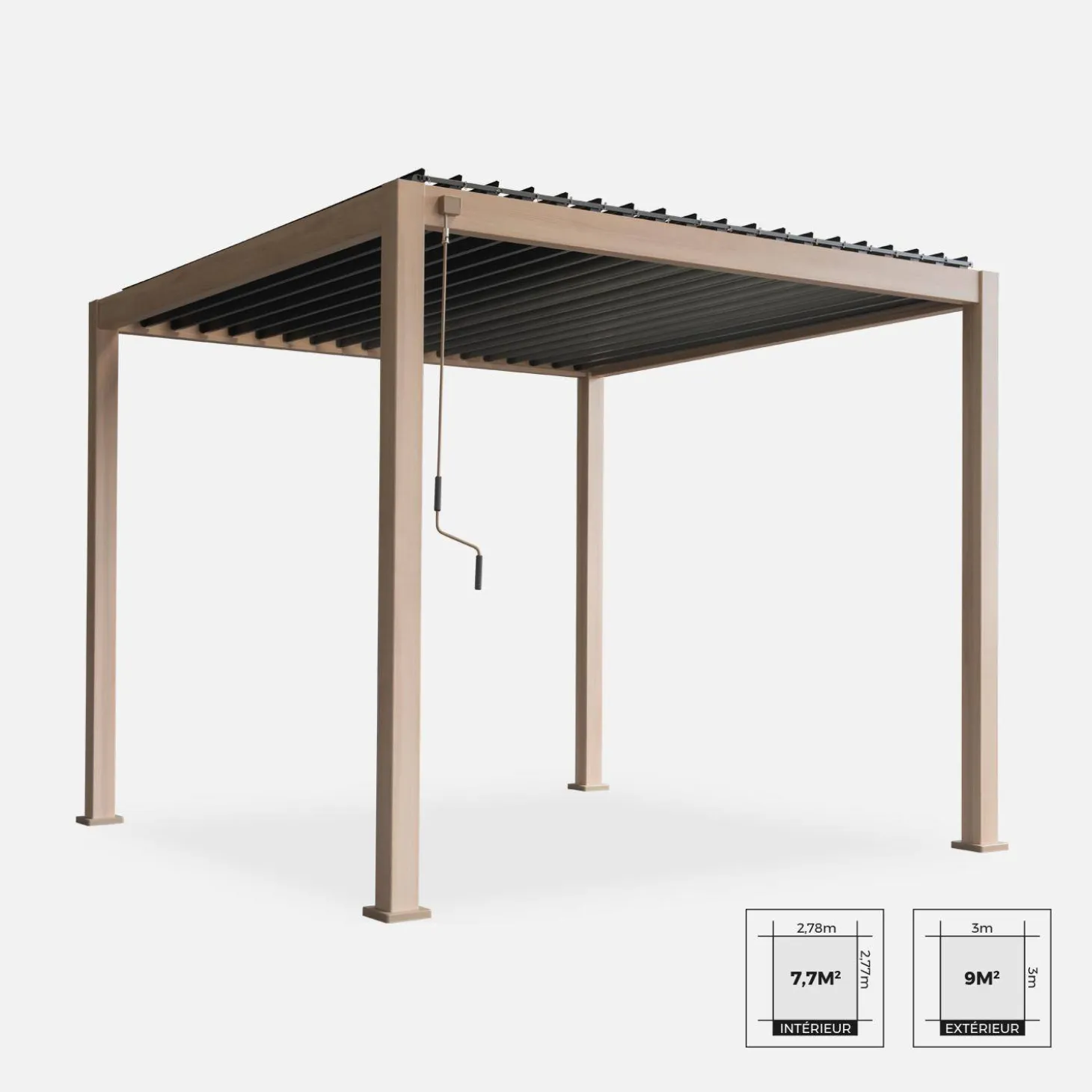 Pergola met lamellendak 3x3m V2 verstelbare lamellen