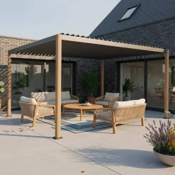 Pergola met verstelbaar lamellendak aluminium en staal 4x3m
