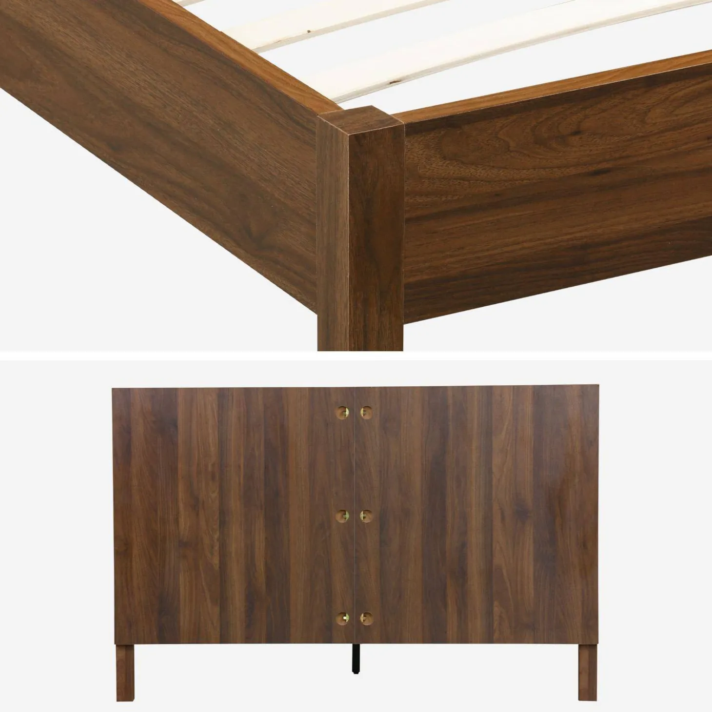 2-persoonsbed met lattenbodem en hoofdbord 140x190cm houtdecor