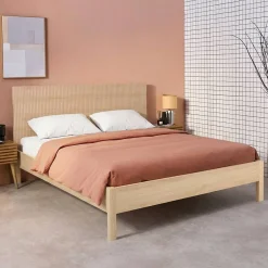 2-persoonsbed met lattenbodem en hoofdbord 160x200cm houtdecor
