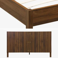 2-persoonsbed met lattenbodem en hoofdbord 160x200cm houtdecor