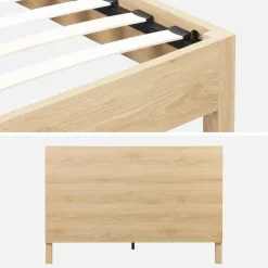 2-persoonsbed met lattenbodem en hoofdbord 140x190cm houtdecor