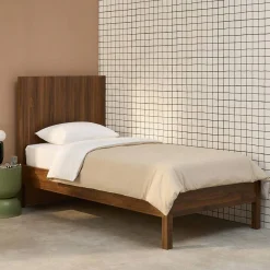 1-persoonsbed met lattenbodem en hoofdbord 90x190cm houtdecor