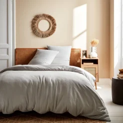 2-persoons lichtgrijs katoenen bedlinnenset