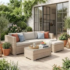 4-persoons tuinmeubelset van gevlochten hars
