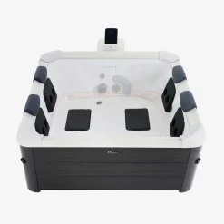 6-persoons vaste spa 180cm grijs hydromassages 4 kussens 8 filters afdekzeil