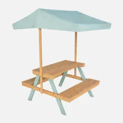 Picknicktafel met parasol voor 2 kinderen acaciahout