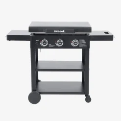 3-pits gasplancha van roestvrij staal 12kW met trolley