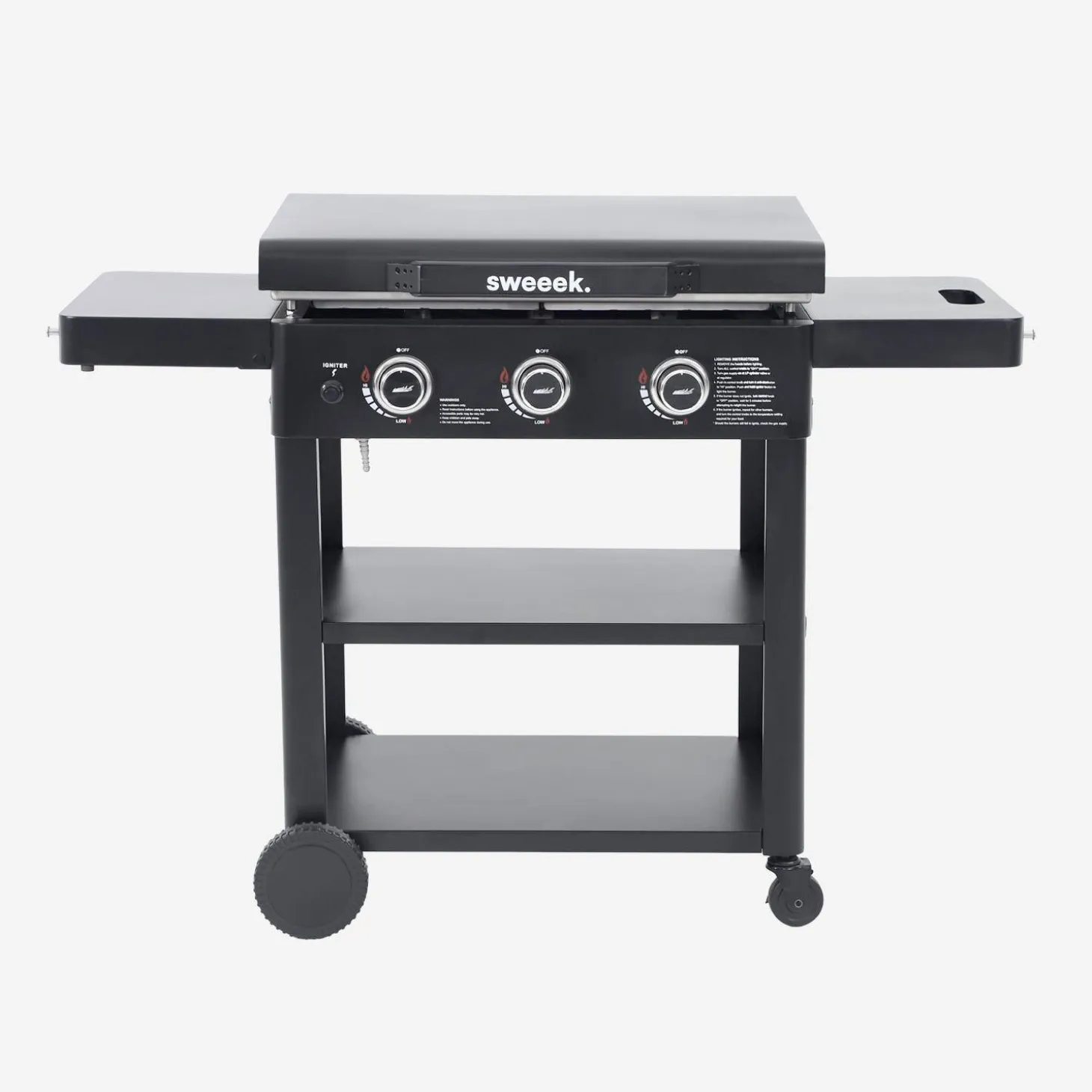 3-pits gasplancha van roestvrij staal 12kW met trolley