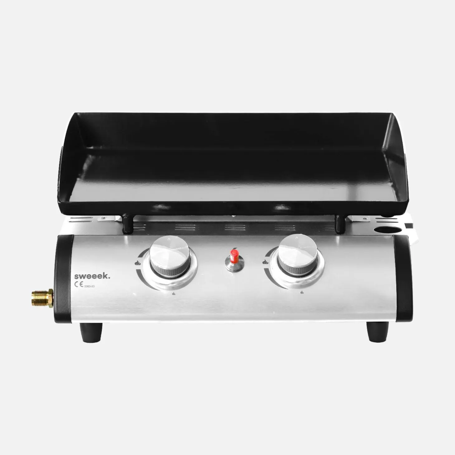 Plancha gas 2 branders roestvrij staal 5kW met trolley