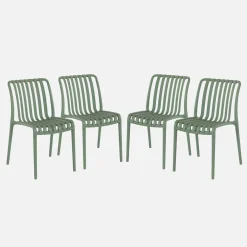 Plastic tuinstoel, stapelbaar (set van 4)
