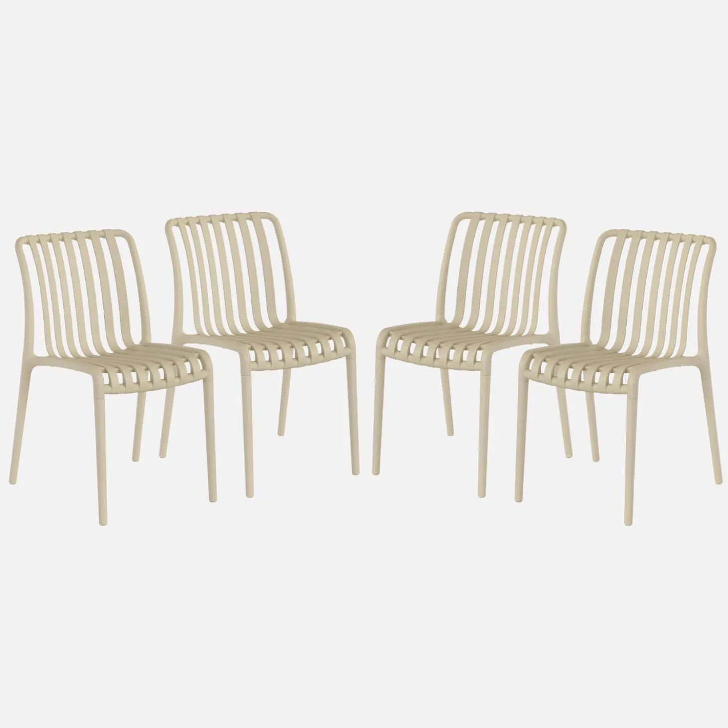 Plastic tuinstoel, stapelbaar (set van 4)