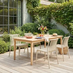 Plastic tuinstoel, stapelbaar (set van 4)