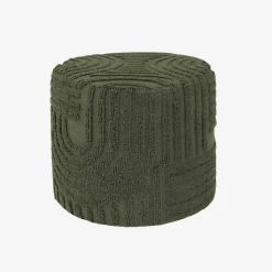 Poef rond met getufte bouclé