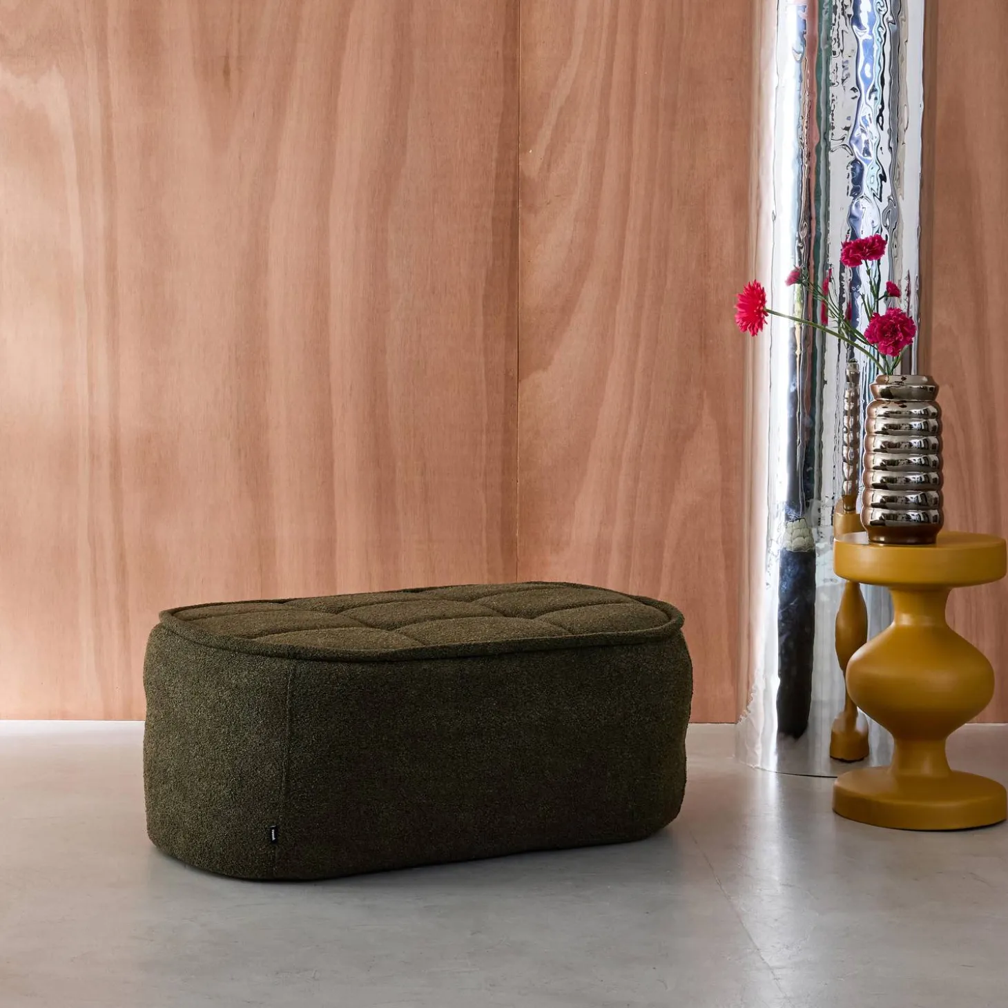 Poef, voetenbank voor Boni fauteuil bouclé stof 1 zitplaats