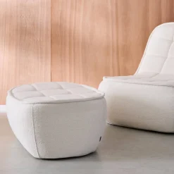 Poef, voetenbank voor Boni fauteuil bouclé stof 1 zitplaats