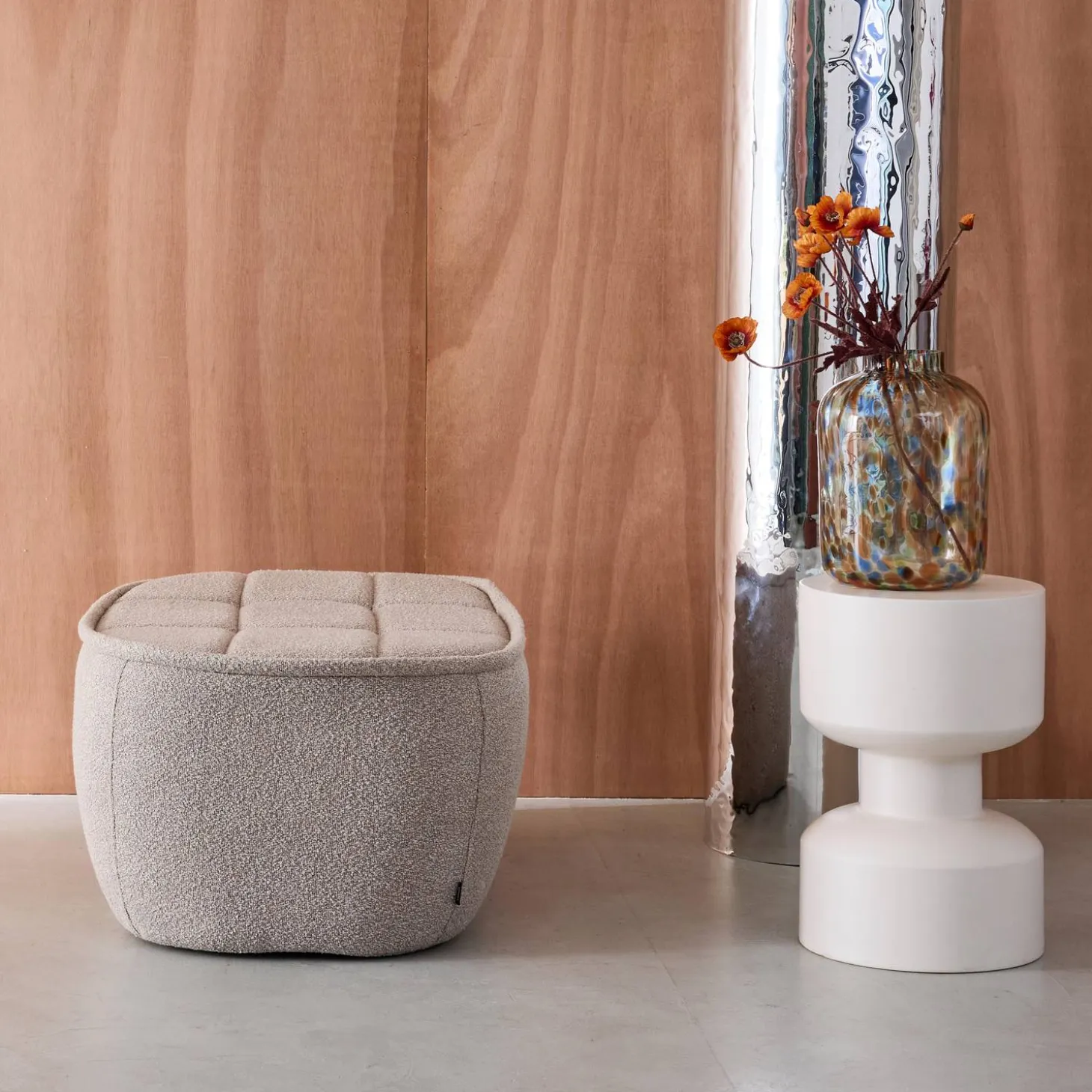 Poef, voetenbank voor Boni fauteuil bouclé stof 1 zitplaats