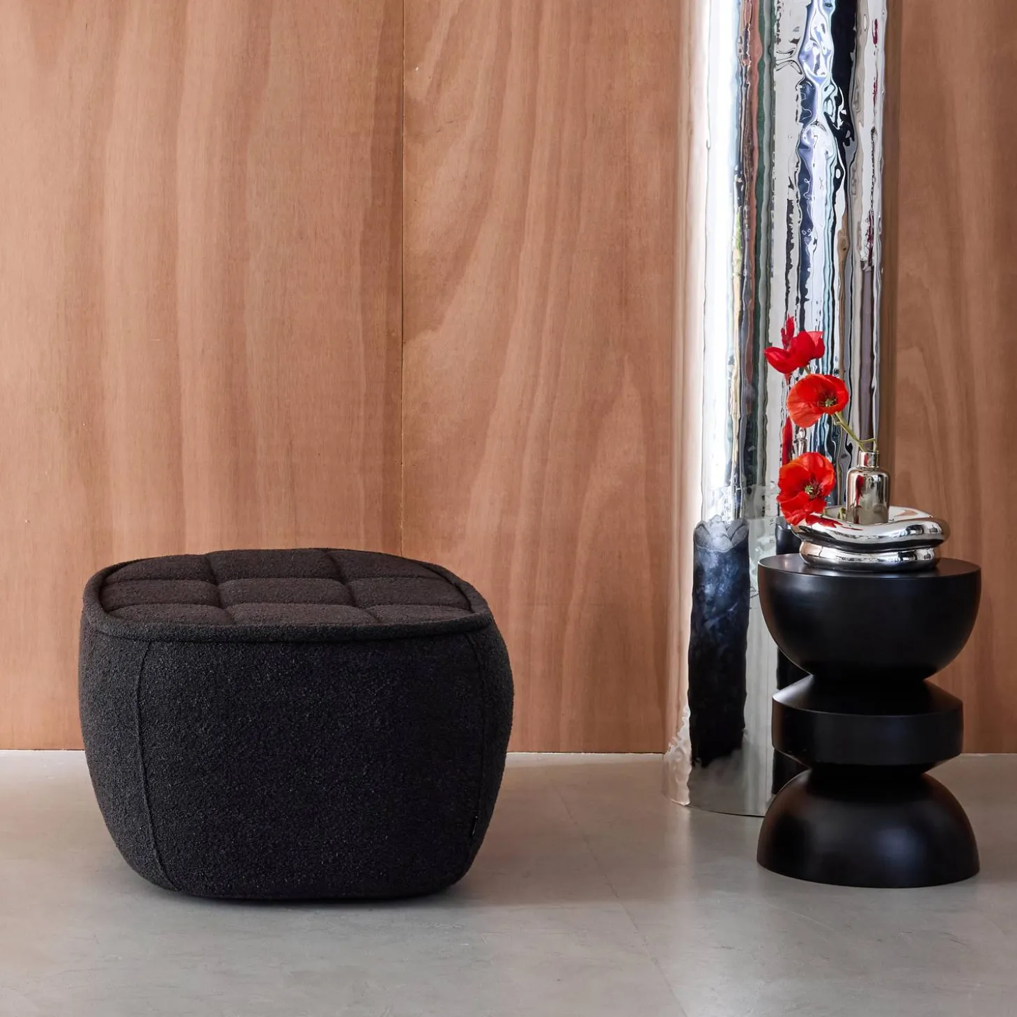 Poef, voetenbank voor Boni fauteuil bouclé stof 1 zitplaats