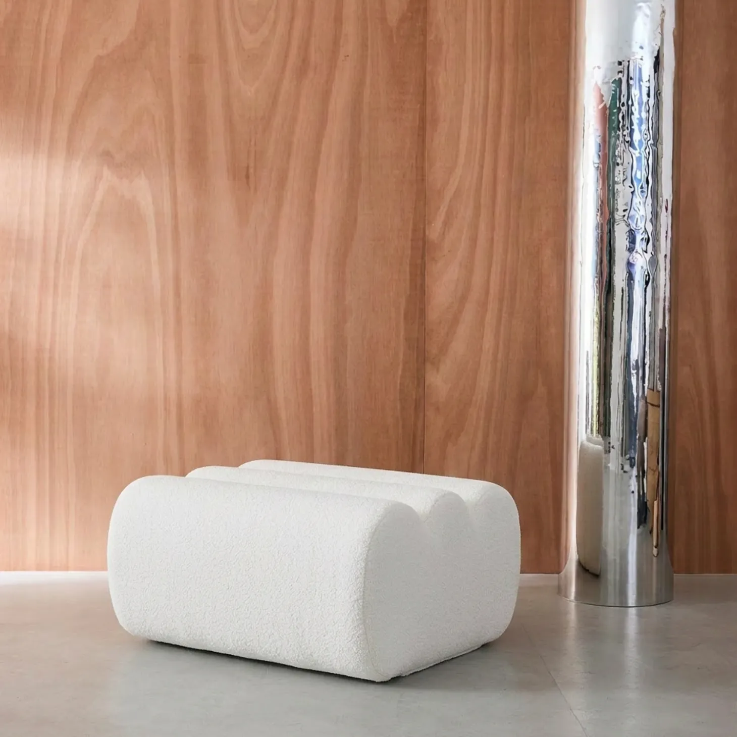 Poef, voetenbank voor Nova fauteuil getextureerde bouclé