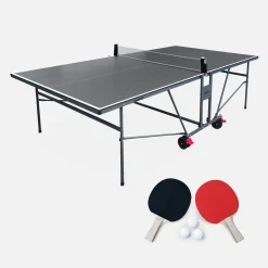 Premium indoor tafeltennistafel met 2 batjes en 3 ballen