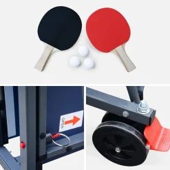 Premium indoor tafeltennistafel met 2 batjes en 3 ballen