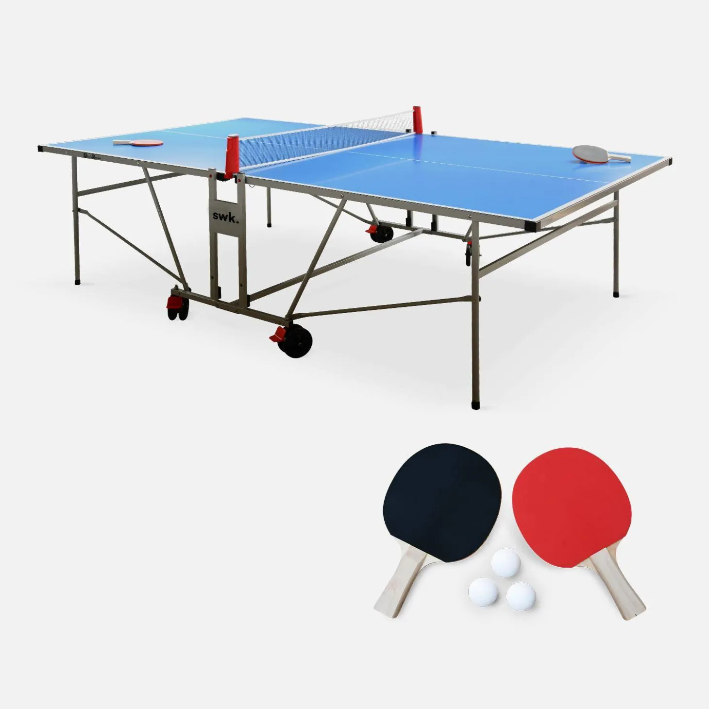 Premium tafeltennistafel voor buiten met 2 rackets en 3 ballen