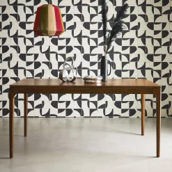 Rechthoekige eettafel van rubberhout en essenfineer 6 plaatsen