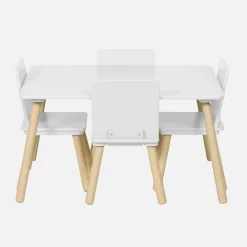 Rechthoekige kindertafel grenenhout 4 stoelen