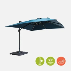 Rechthoekige LED parasol 3x3m met hoes