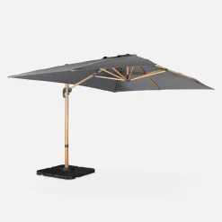 Rechthoekige parasol 3x4m, 360° draaibaar, verzwaarde tegels 50x50cm