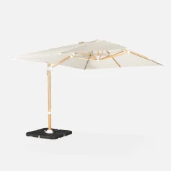 Rechthoekige parasol 3x4m, 360° draaibaar, verzwaarde tegels 50x50cm