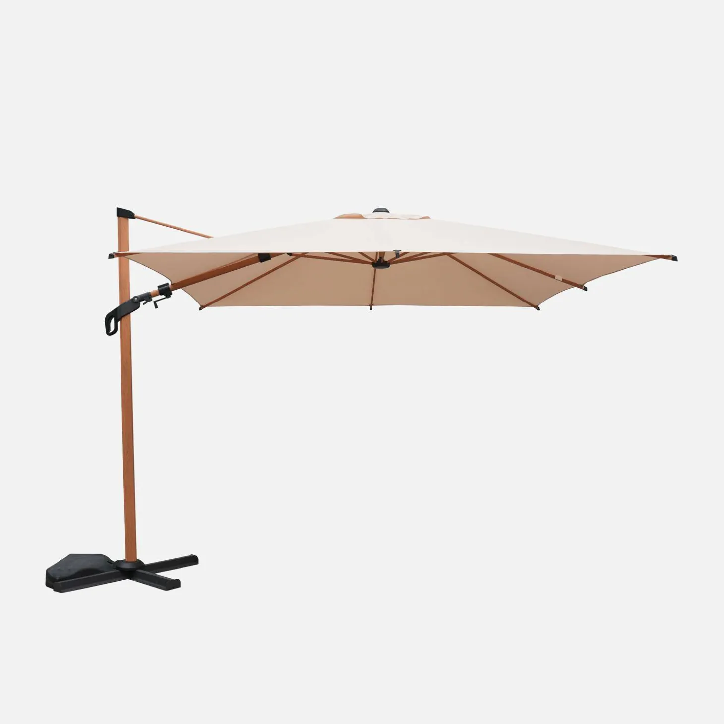 Rechthoekige parasol 3x4m, mast met houtlook