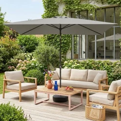 Rechthoekige parasol 2x3m met centrale mast