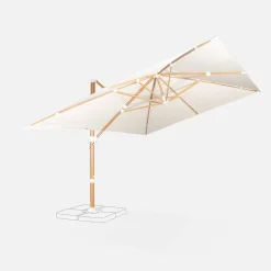 Rechthoekige parasol 3x4m, paal met houteffect