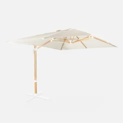 Rechthoekige parasol 3x4m, paal met houteffect