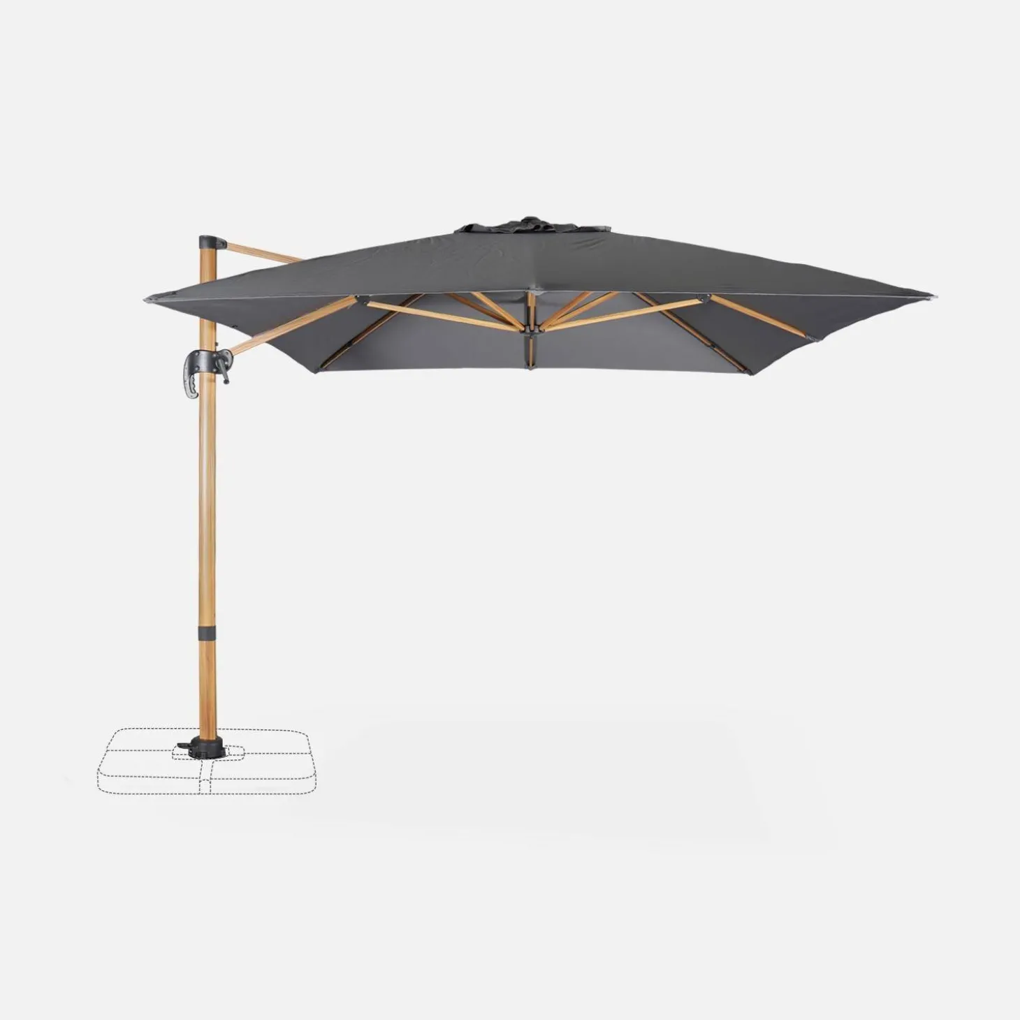 Rechthoekige parasol 3x4m, paal met houteffect