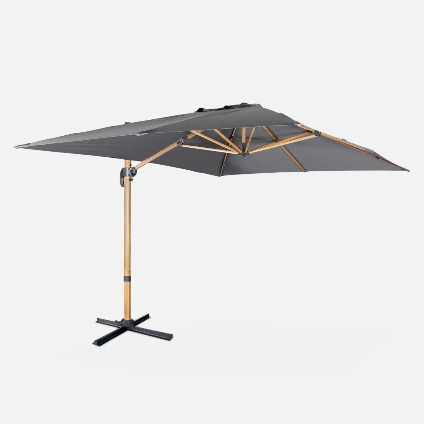 Rechthoekige parasol 3x4m, paal met houteffect