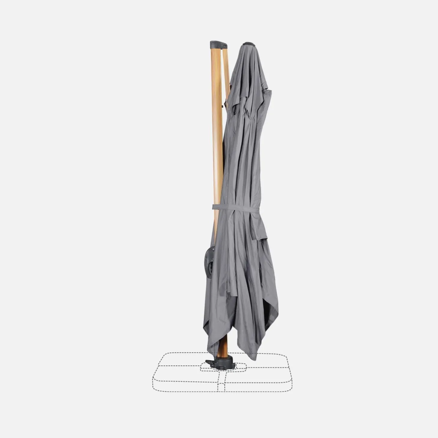 Rechthoekige parasol 3x4m, paal met houteffect