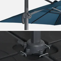 Rechthoekige parasol 3x4m + verzwaarde tegels 50x50cm