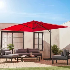 Rechthoekige parasol 3x4m + verzwaarde tegels 50x50cm