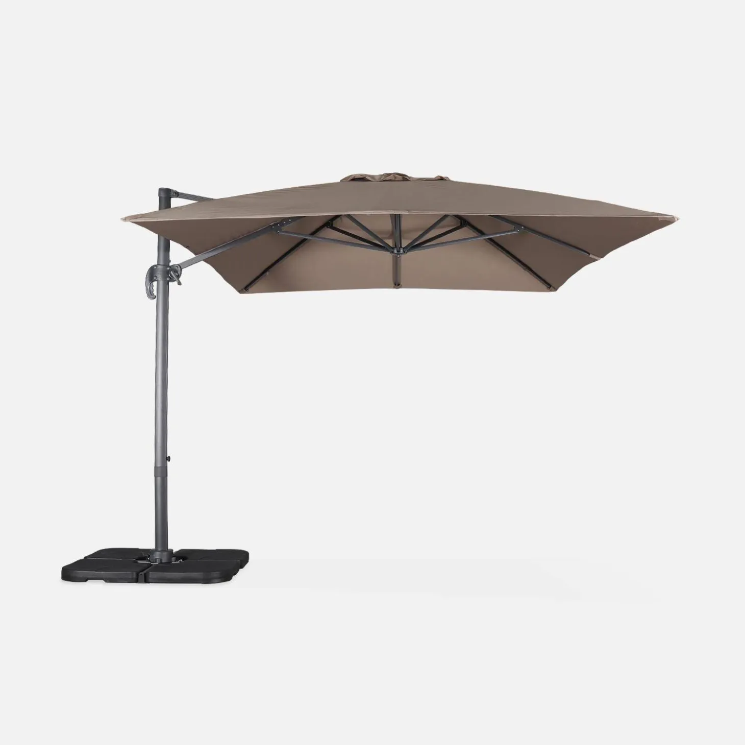 Rechthoekige parasol 3x4m + verzwaarde tegels 50x50cm