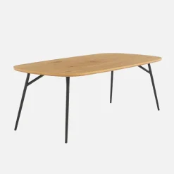 Rechthoekige salontafel eikeneffect met zwarte metalen poten