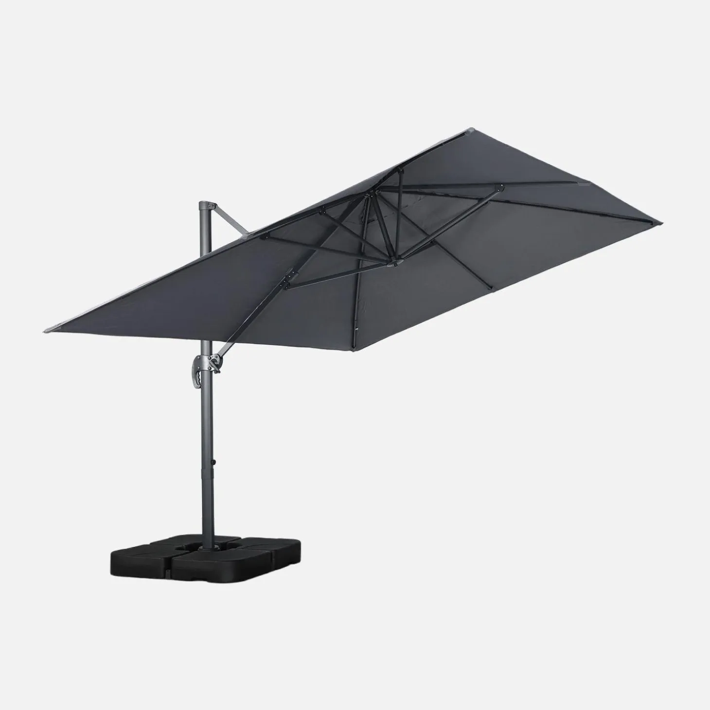 Rechthoekige zweefparasol 4x3m + ballasttegels 50x50cm