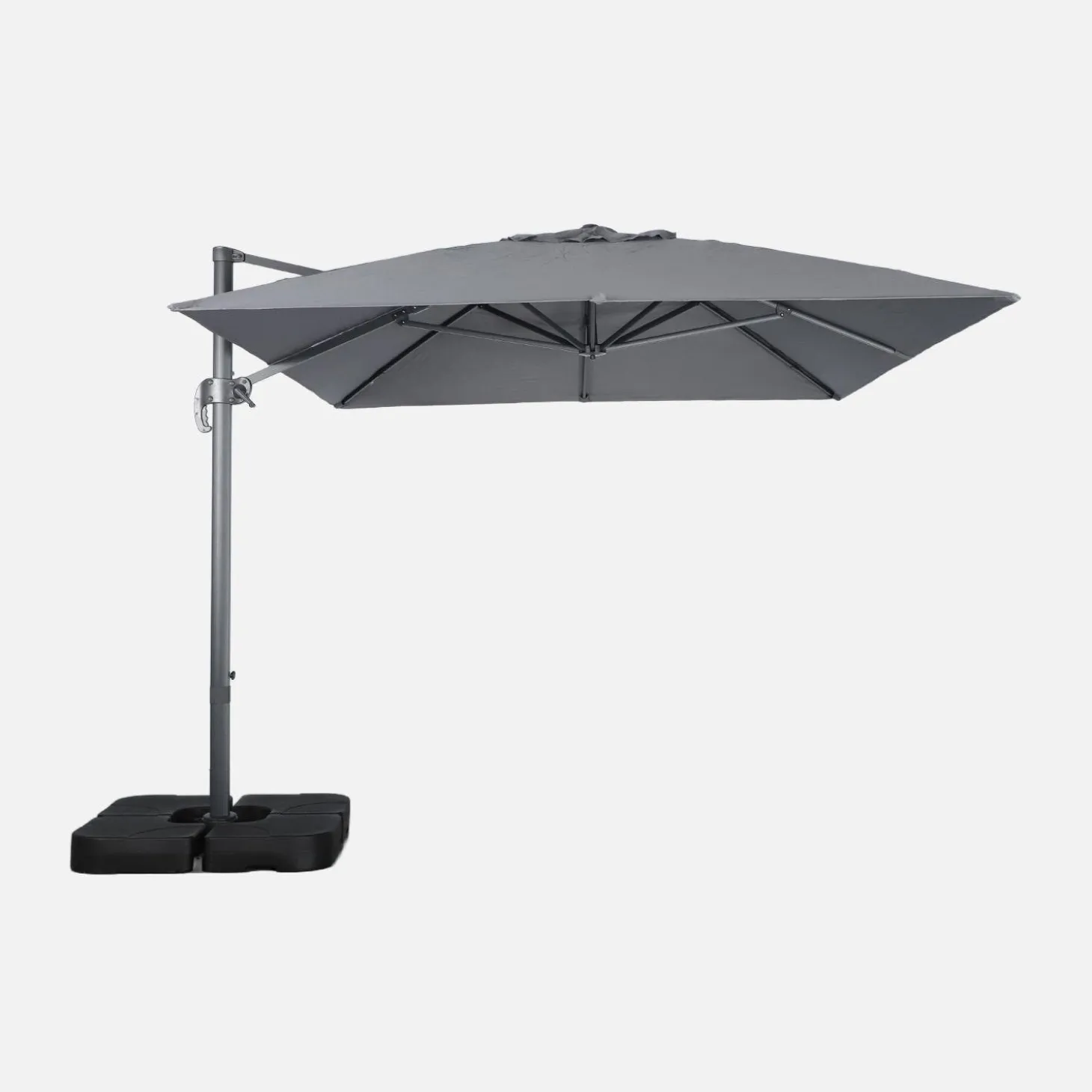 Rechthoekige zweefparasol 4x3m + ballasttegels 50x50cm